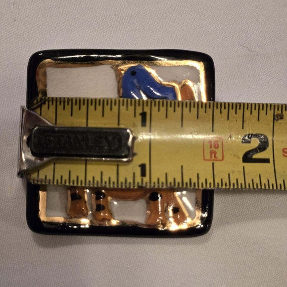 KP Desing Cat &h Bluebird Ceramic Brooch Pin EUC - Picture 3 of 4